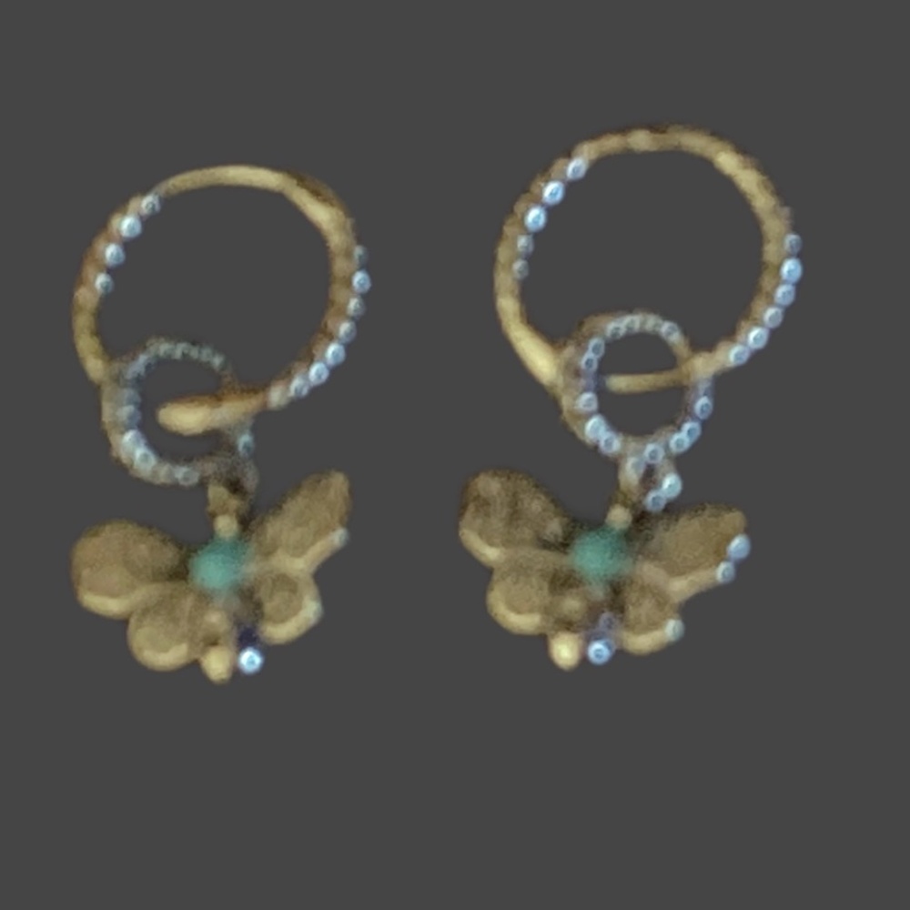 Butterfly charms and 925 Silver Huggies